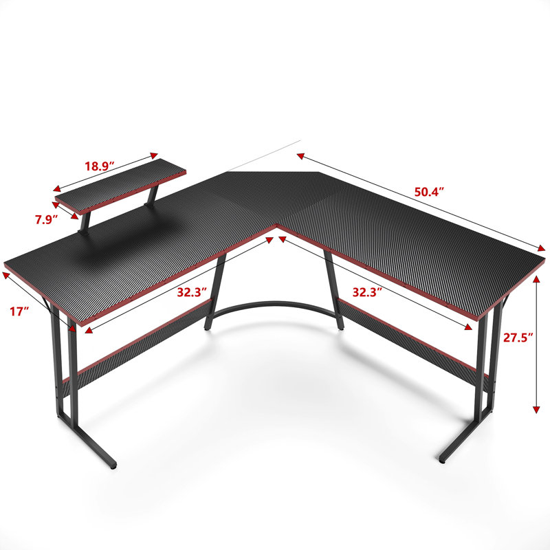 Inbox Zero Sherri L Shaped Gaming Computer Desk with Large Monitor